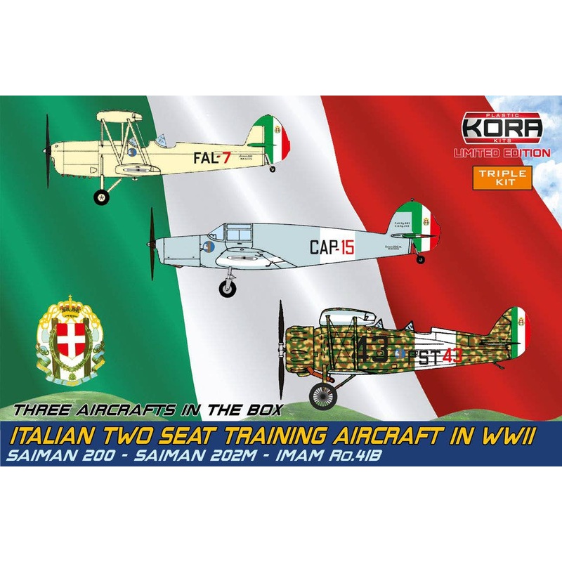 1/72 Italian Two-Seat Training A/C (Saiman 200, 200M, Ro.41B), Three Kits