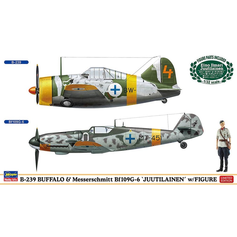 1/72 B-239 Buffalo & Messerschmitt Bf109G-6 Juutilainen w/Figure