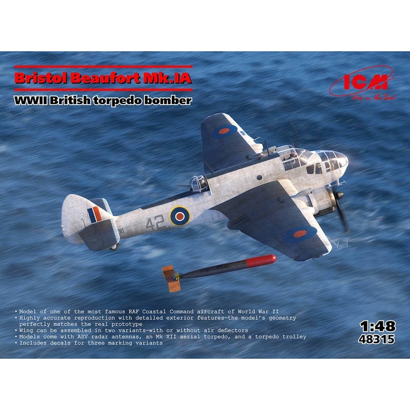 1/48 Bristol Beaufort Mk.IA WWII British Torpedo Bomber