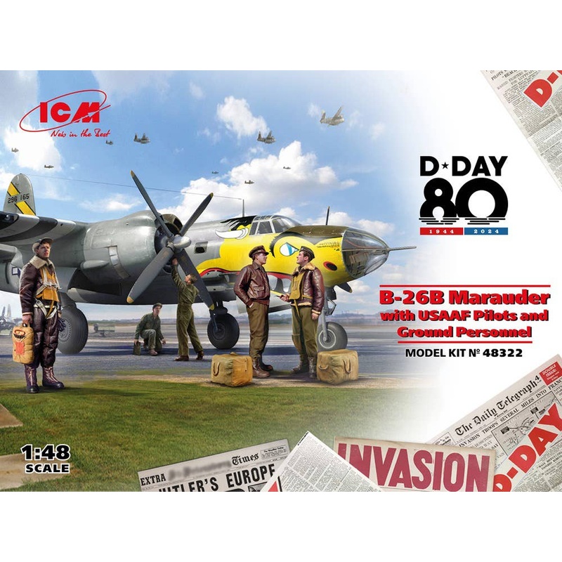 1/48 D-DAY 80th Set B-26B Marauder with USAAF Pilots and Ground Personnel
