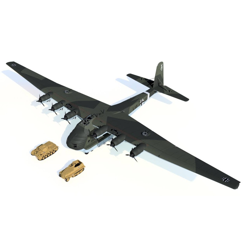 1/144 Luftwaffe Military Transport Aircraft Me323E-2 Gigant Sd.Kfz.251 with Personnel Carrier & Military Truck