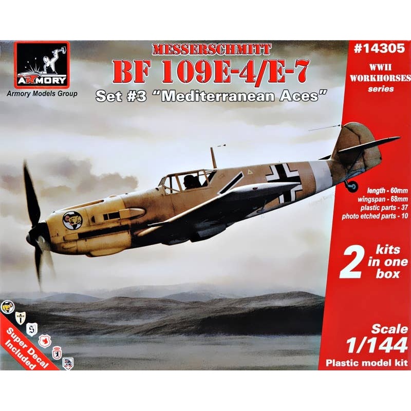 1/144 Messerschmitt Bf109E-4/7 Set #3 Mediterranean Aces