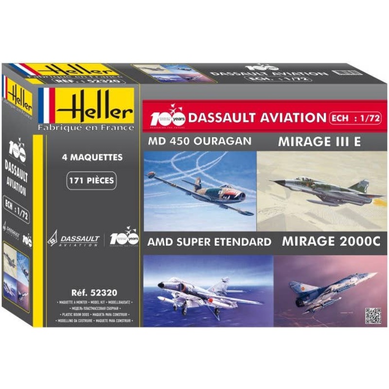 1/72 100 Years Aviation Dassault: MD 450 Ouragan, Mirage III E, AMD Super Etendard, Mirage 2000C