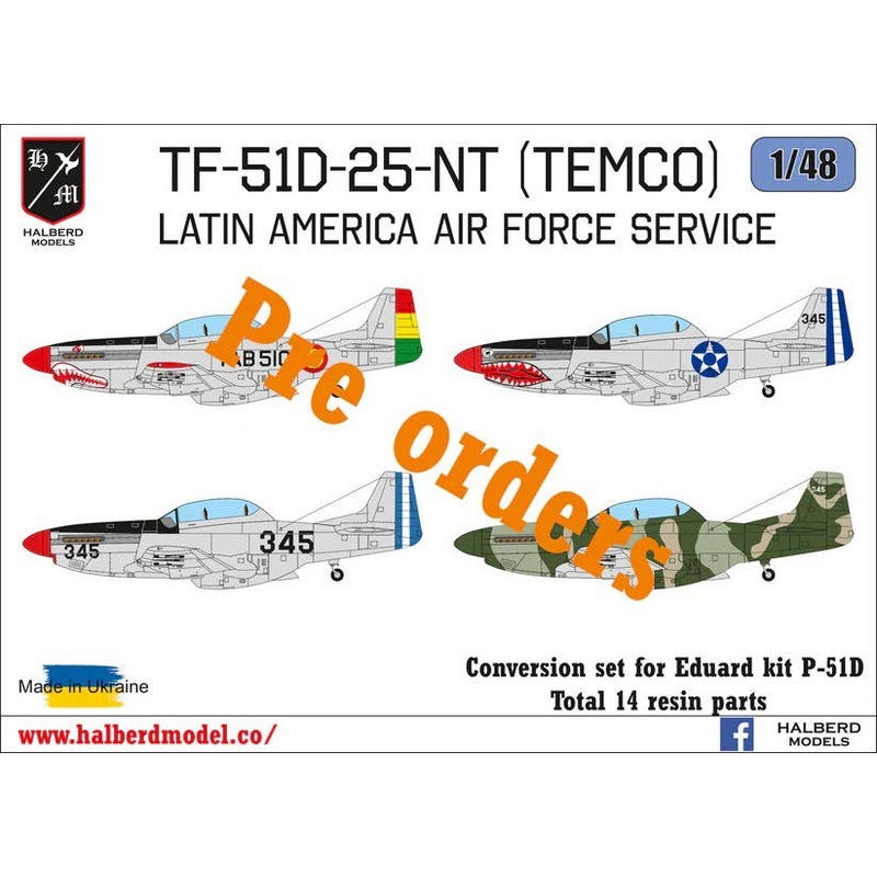 1/48 TF-51D-25NA (TEMCO) Latin America Air Force Service conversion set for Eduard