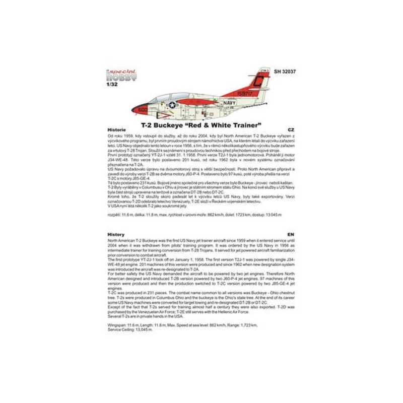 1/32 T-2 Buckeye Red & White Trainer