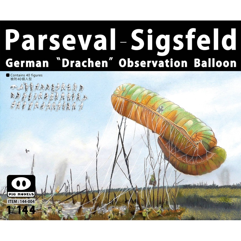 1/144 Parseval-Sigsfeld Drachen Observation Balloon with 40 Balloon Corps Figures