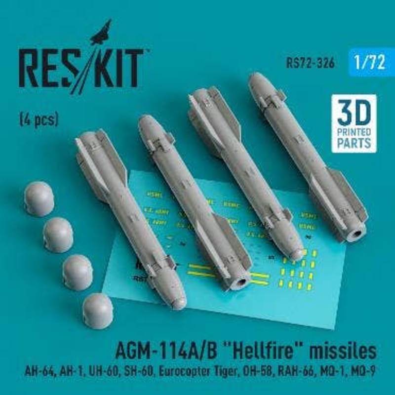 1/72 AGM-114A/B Hellfire missiles (4 pcs) (3D Printed)