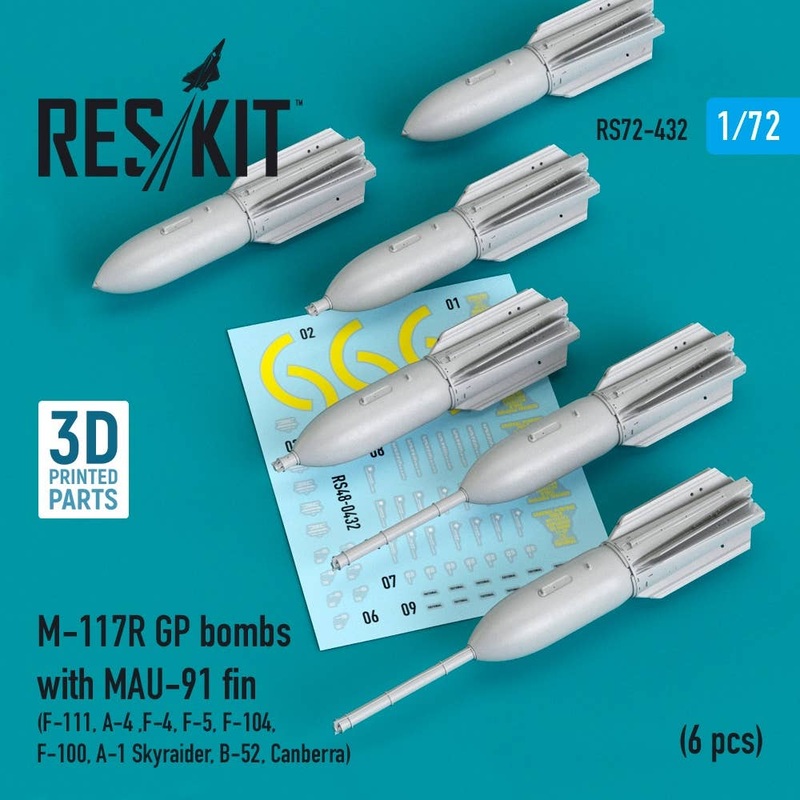 1/72 M-117R GP bombs with MAU-91 fin (6 pcs) (3D Printing)