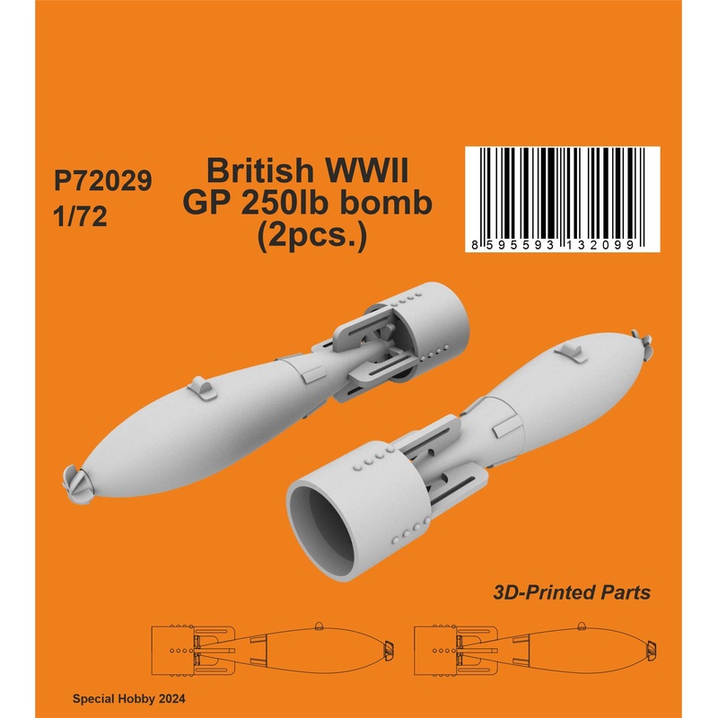 1/72 British WWII GP 250lb bomb (2pcs.)
