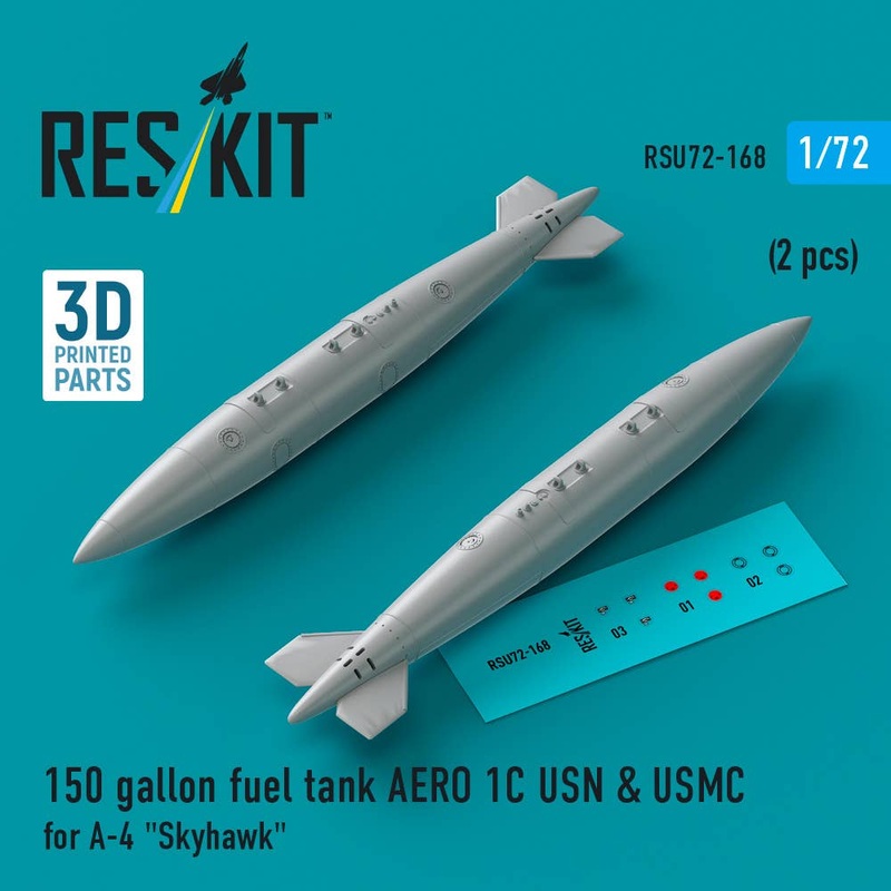 1/72 150 gallon fuel tank AERO 1C USN & USMC (2 pcs) for A-4 Skyhawk (3D Printed)