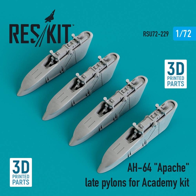 1/72 AH-64 Apache late pylons for Academy kit (3D Printing)
