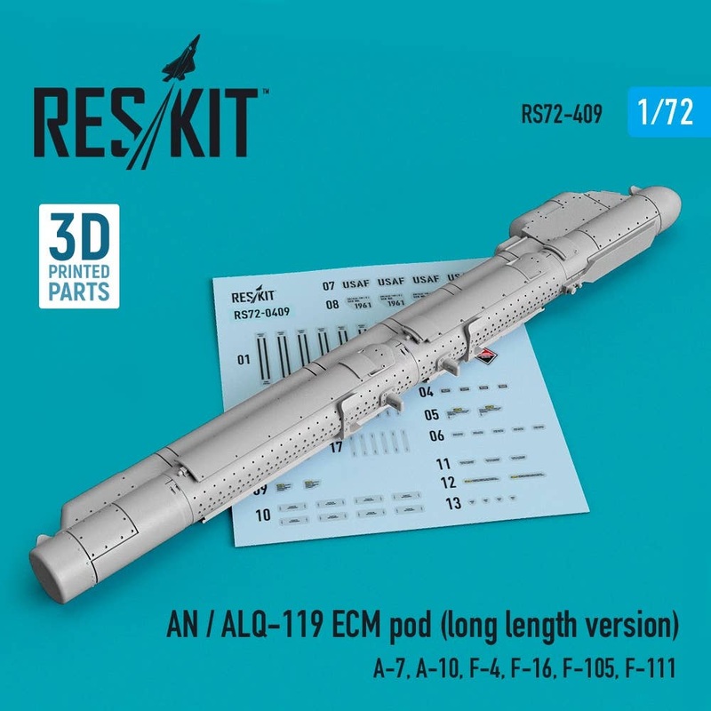 1/72 AN / ALQ-119 ECM pod (long length version) (A-7, A-10, F-4, F-16, F-105, F-111) (3D printing)