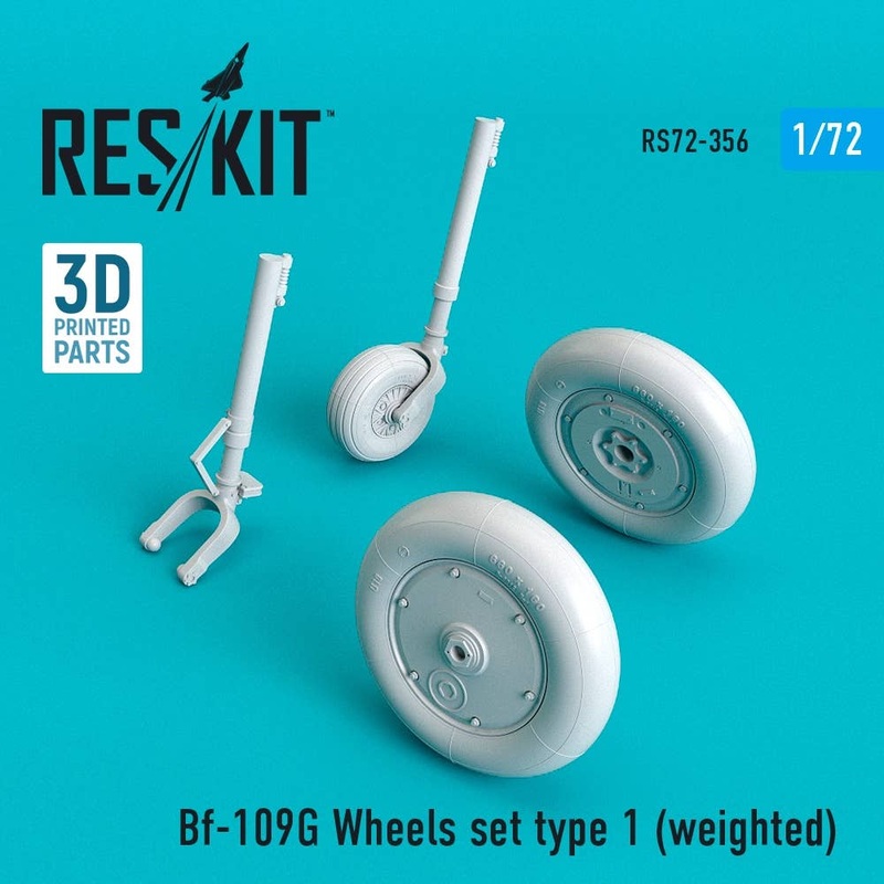 1/72 Bf-109G wheels set type 1 (weighted) (for AZ model, Airfix, MasterCraft, Hasegawa, Kora Models)