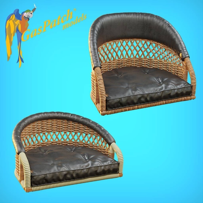 1/72 British Wicker Seat Perforated Back - Short leather frame ,Tall Big leather pad