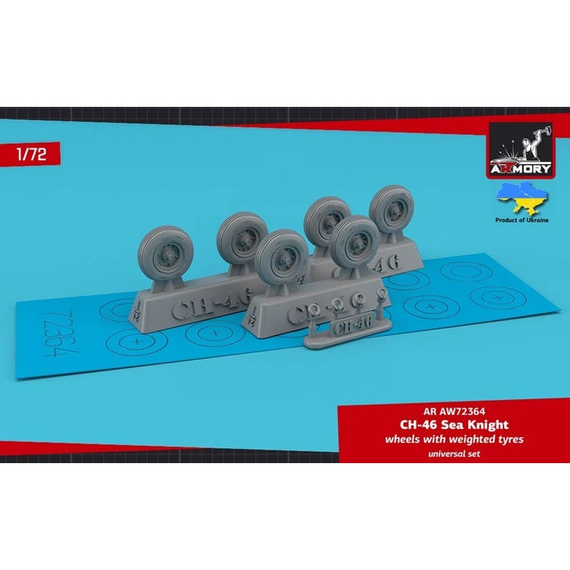 1/72 CH-46 Sea Knight wheels w/ weighted tyres