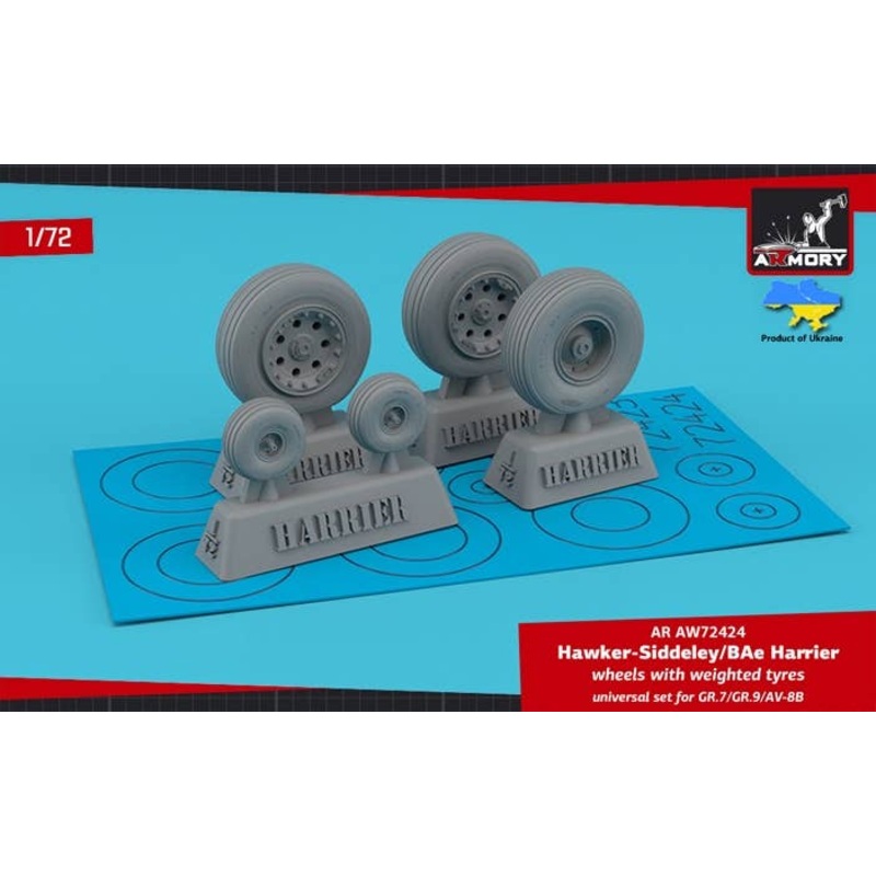 1/72 H.S. Harrier GR.7/GR.9/AV-8B wheels w/ weighted tyres