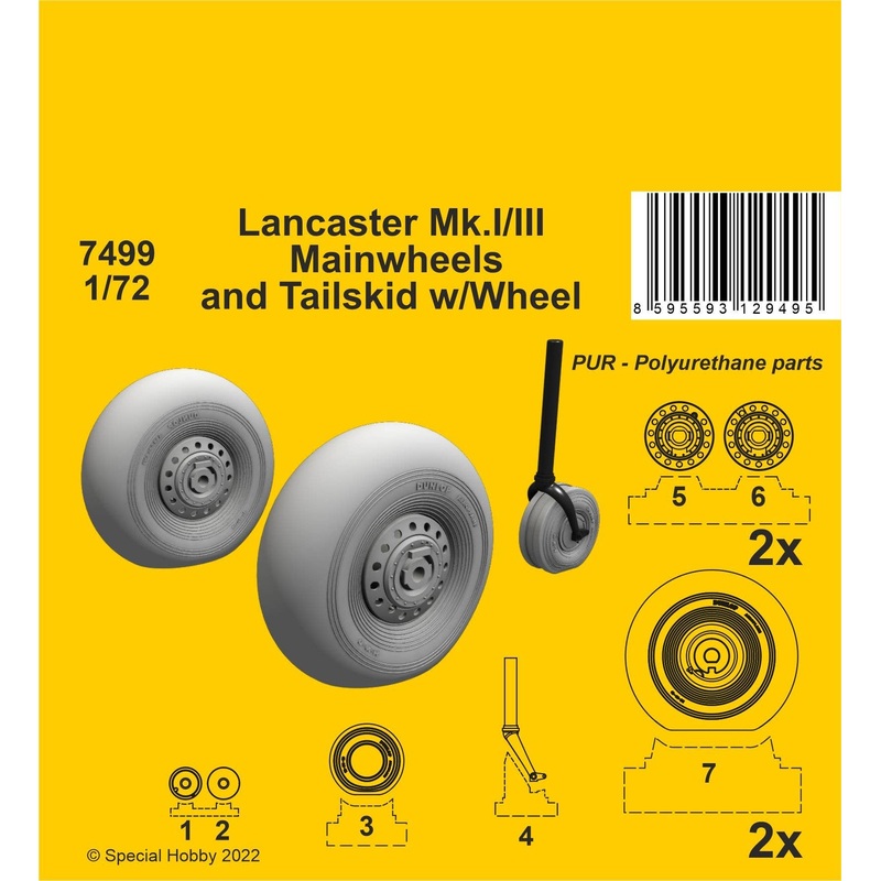 1/72 Lancaster Mk.I/III Mainwheels and Tailwheel w/Leg