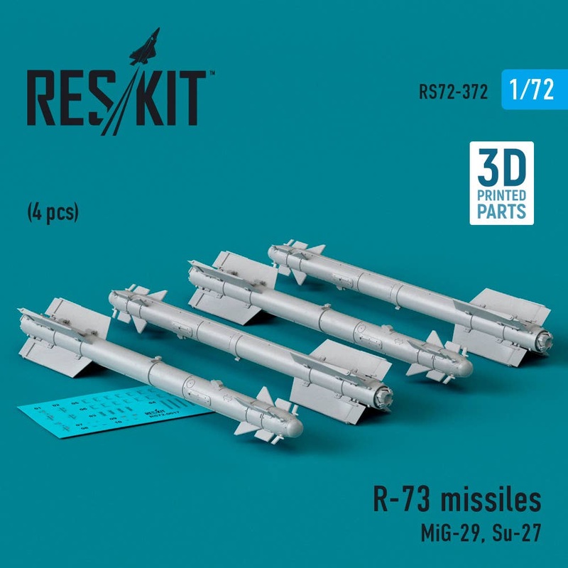 1/72 R-73 missiles (4 pcs) (MiG-29, Su-27) (3D Printed)