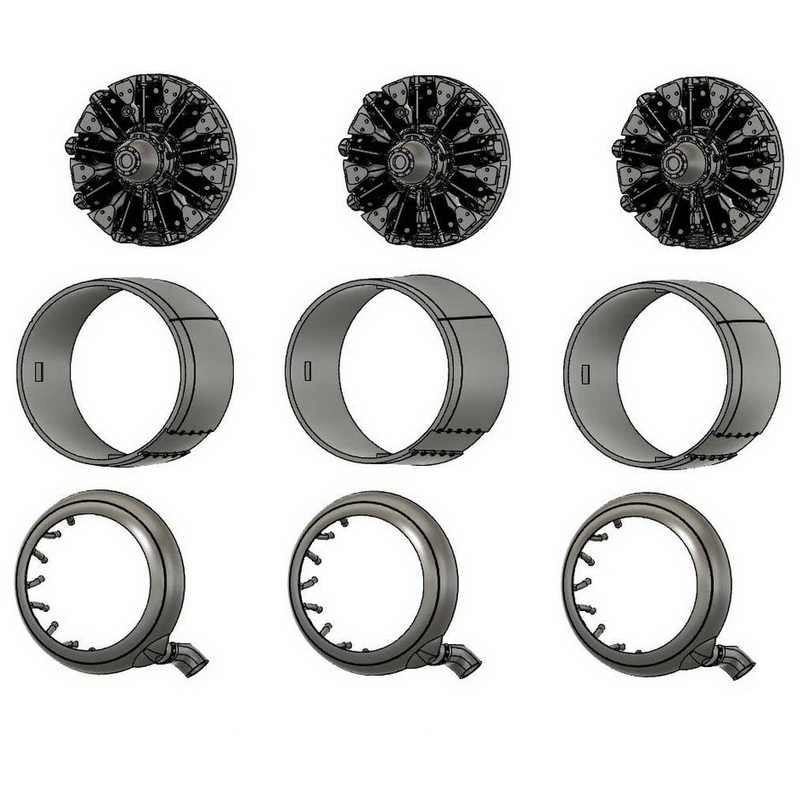 1/72 Savoia S.79 Sparviero engine & cowling set (standard exhausts) (for Italeri, for any a/c up to 1941-42)