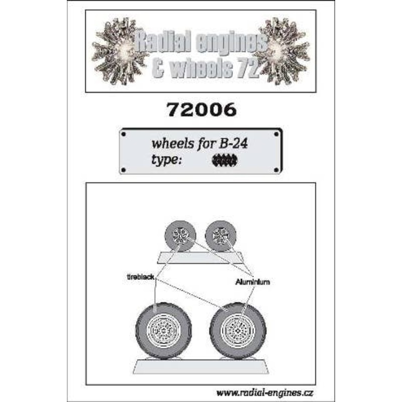 1/72 B-24 Liberator Wheels - Diamond Tread