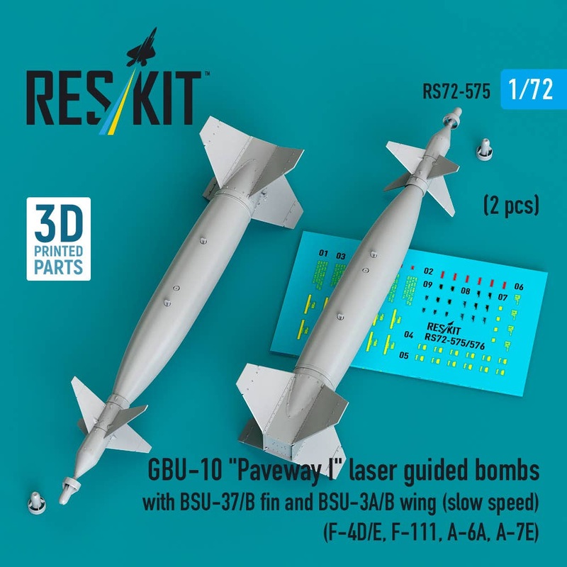 1/72 GBU-10 Paveway I laser guided bombs with BSU-37/B fin and BSU-3A/B wing (slow speed) (2 pcs) (3D Printed)
