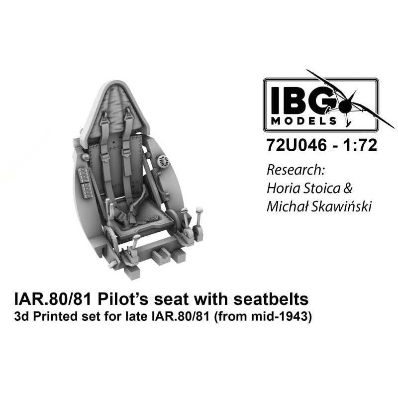 1/72 IAR.80/81 Pilot's seat with seatbelts 3d Printed set for late IAR.80/81 (from mid-1943) (72U046)