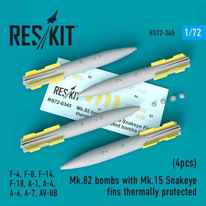 1/72 Mk.82 bombs with Mk.15 Snakeye fins thermally protected (4pcs)(F-4, F-8, F-14, F-18, A-1, A-4, A-6, A-7, AV-8B)
