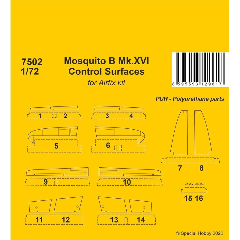 1/72 Mosquito B Mk.XVI Control Surfaces / for Airfix kit