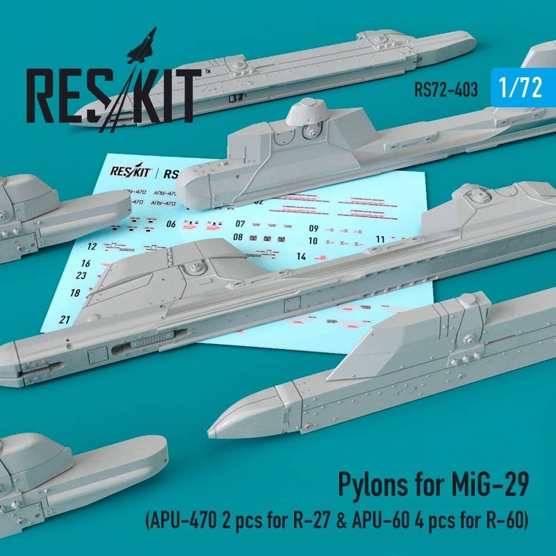 1/72 Pylons for MiG-29 (APU-470 2 pcs for R-27 & APU-60 4 pcs for R-60)