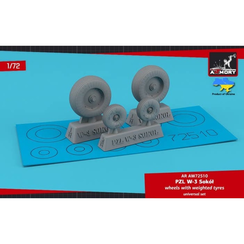 1/72 PZL W-3 Sokol wheels w/ weighted tires