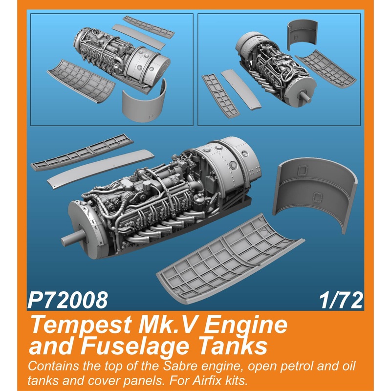 1/72 Tempest Mk.V Engine and Fuselage Tanks for Airfix kit