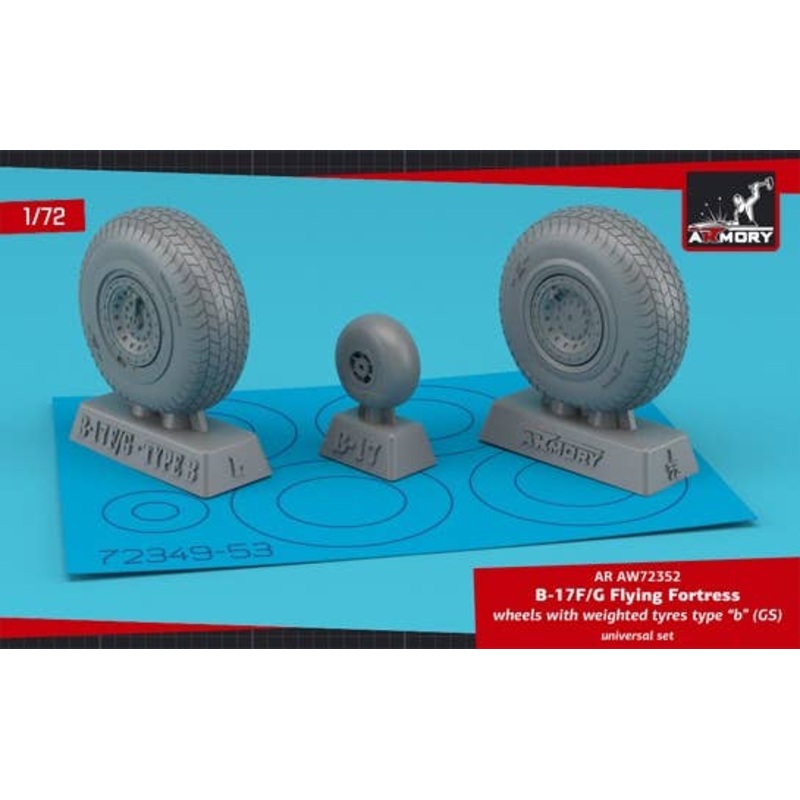 1/72 B-17F/G Flying Fortress wheels w/ weighted tires type "b" (GS)