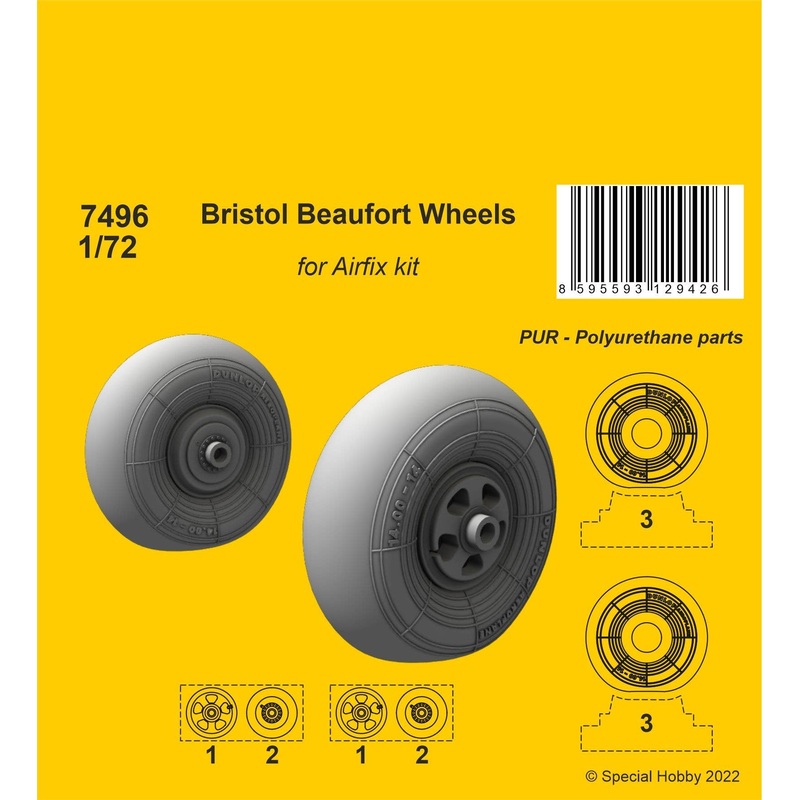 1/72 Bristol Beaufort Wheels for Airfix Kit
