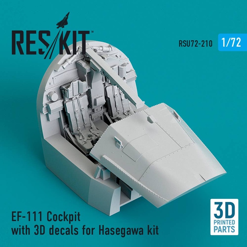 1/72 EF-111 Cockpit with 3D decals for Hasegawa kit (3D Printed)