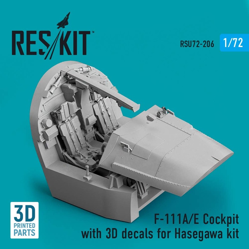 1/72 F-111A/E Cockpit with 3D decals for Hasegawa kit (3D Printed)