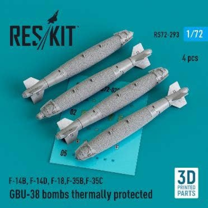 1/72 GBU-38 bombs thermally protected (4 pcs) (3D Printed)