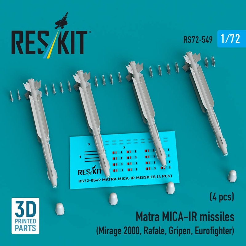 1/72 Matra MICA-IR missiles (4 pcs) (3D Printed)