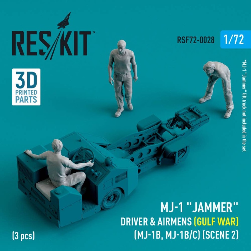 1/72 MJ-1 Jammer Driver & airmens (Gulf War) (MJ-1B, MJ-1B/C) (scene 2) (3 pcs) (3D Printed)