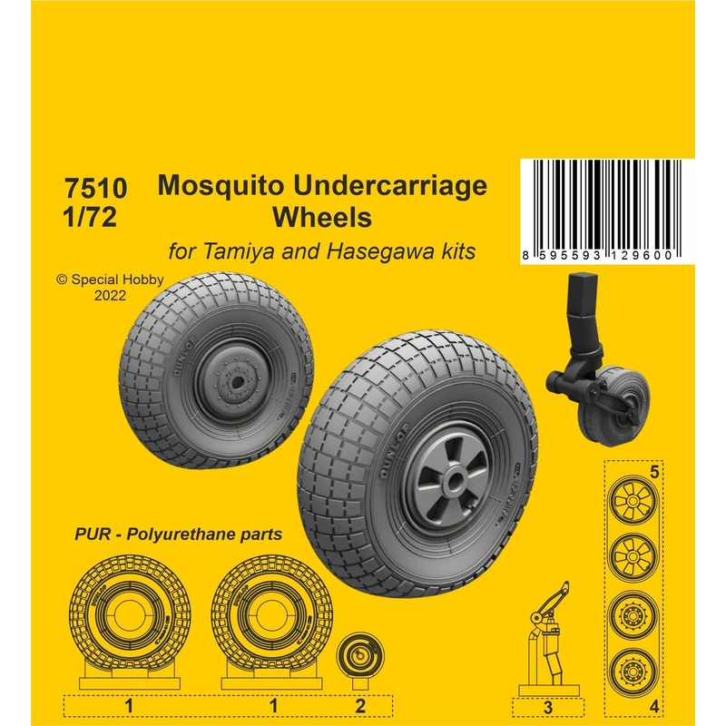 1/72 Mosquito Undercarriage Wheels / for Tamiya and Hasegawa kits