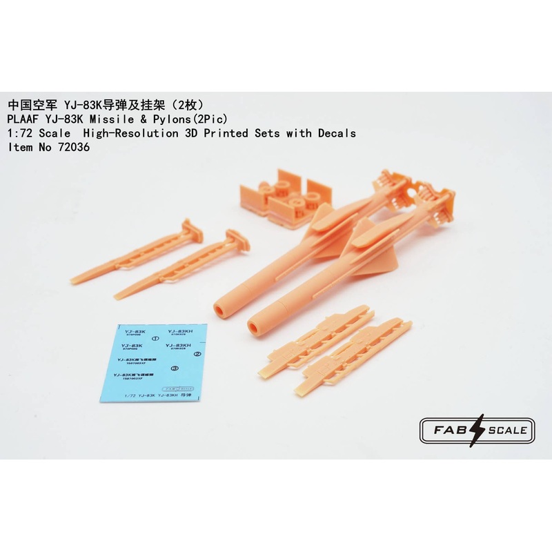 1/72 PLAAF YJ-83K Missile & Pylon (2 pcs)