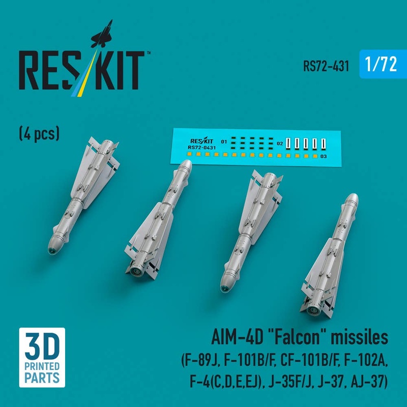 1/72 AIM-4D Falcon missiles (4 pcs)