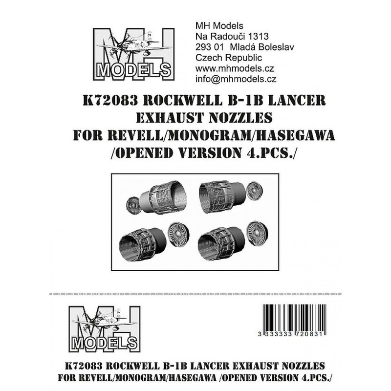 1/72 B-1B Lancer exhaust nozzles for Revell/Monogram/Hasegawa (open variant 4pcs)