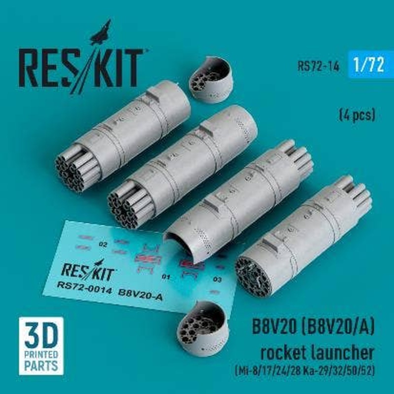 1/72 B8V20-A rocket launchers (4 pcs) (3D Printed)