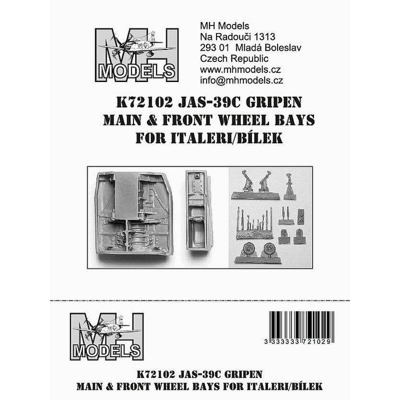 1/72 JAS-39C Gripen main & front wheel bays, for Italeri/Bilek