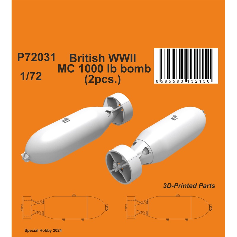 1/72 British WWII MC 1000lb bomb Mk.I (2pcs.)