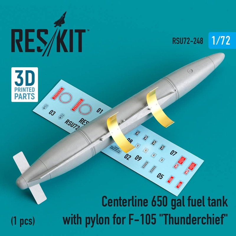 1/72 Centerline 650 gal fuel tank with pylons for F-105 Thunderchief (1 pcs) (3D Printed)