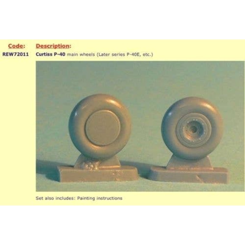 1/72 P-40 Wheels - Plain Design