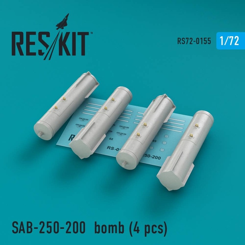 1/72 SAB-250-200 Bomb (4pcs) Su-7, Su-17, Su-24, Su-25, Su-27, Su-30, Su-34, MiG-21, MiG-27, Yak-38, Jak-130