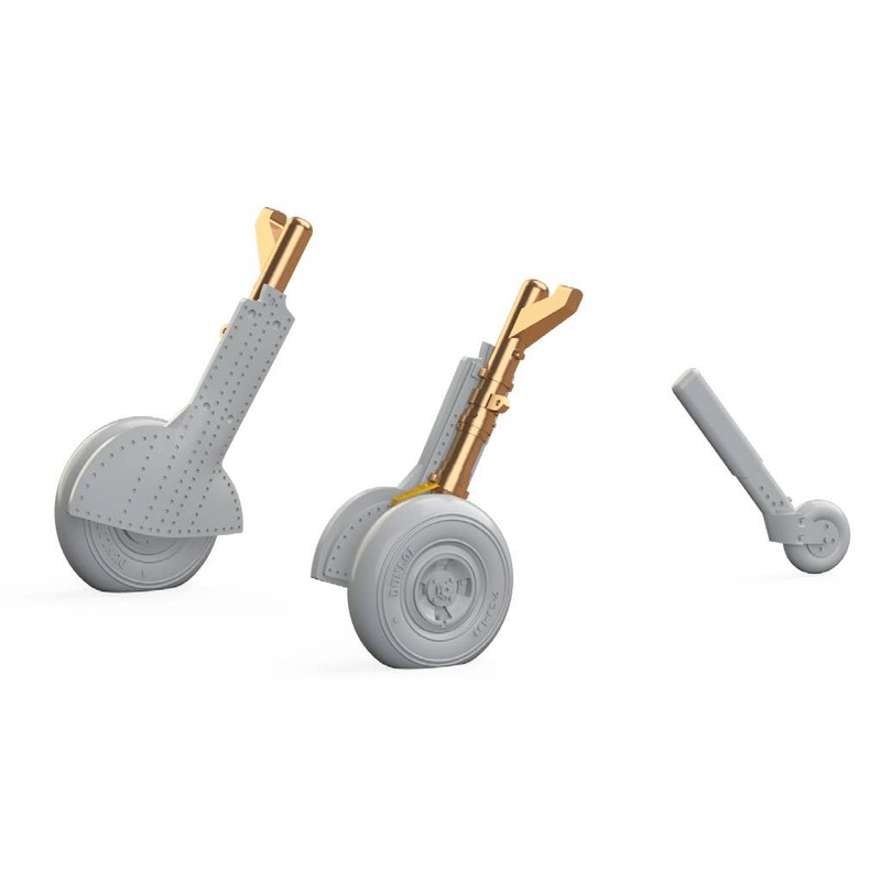 1/72 Spitfire Mk.IX Legs Bronze w/ 4 Spoke Wheels, Smooth Tire