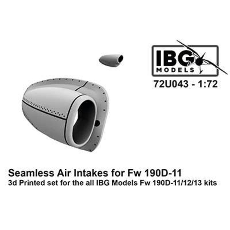 Seamless Air Intakes for Fw 190D-11 3D Printed Set for All lBG Models Fw 190D-11/12/13 Kits